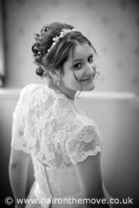Bride in Wedding Dress Looking Over Her Shoulder